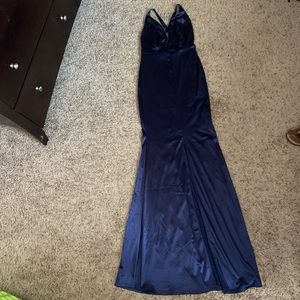 Silk Navy Floor Length Windsor Dress